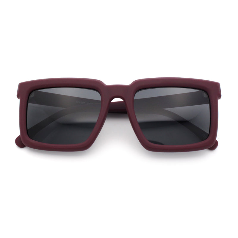Beveled Thick Plastic Retro Horn Rim Rectangle Sunglasses