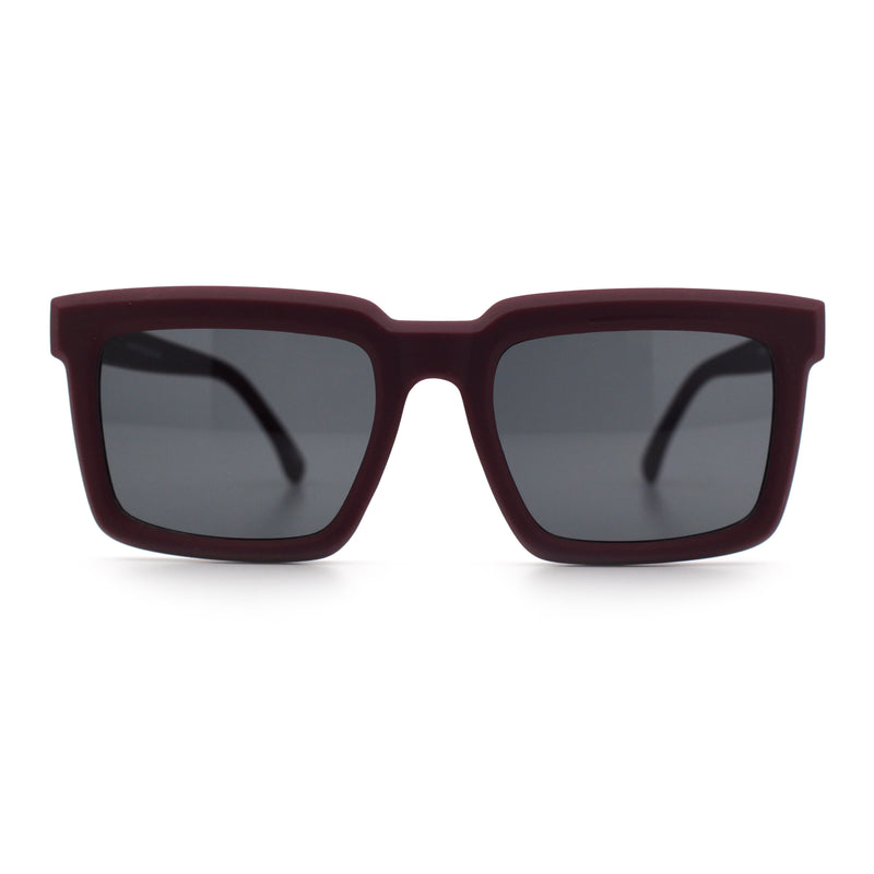 Beveled Thick Plastic Retro Horn Rim Rectangle Sunglasses