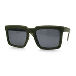 Beveled Thick Plastic Retro Horn Rim Rectangle Sunglasses