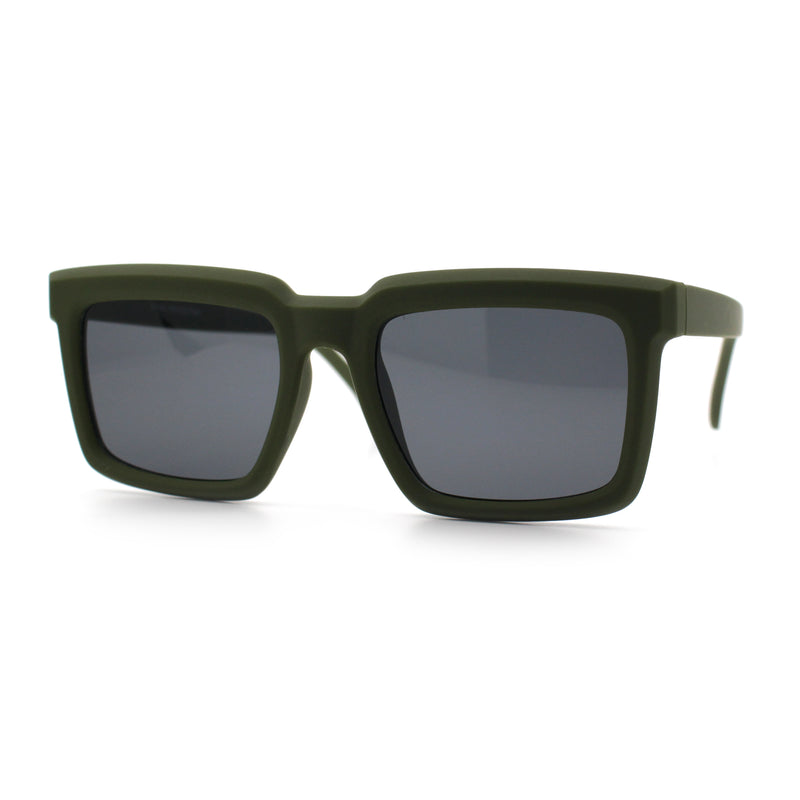 Beveled Thick Plastic Retro Horn Rim Rectangle Sunglasses