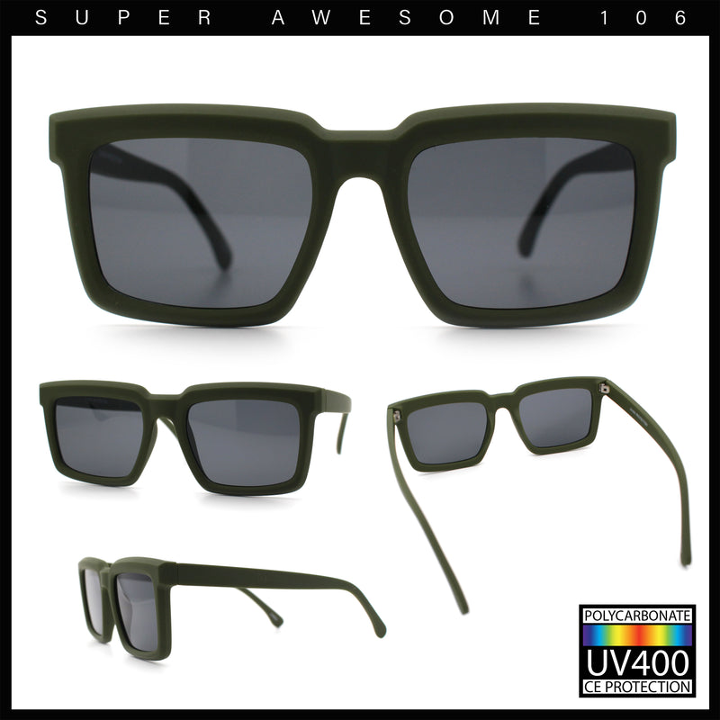 Beveled Thick Plastic Retro Horn Rim Rectangle Sunglasses