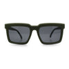 Beveled Thick Plastic Retro Horn Rim Rectangle Sunglasses