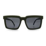 Beveled Thick Plastic Retro Horn Rim Rectangle Sunglasses