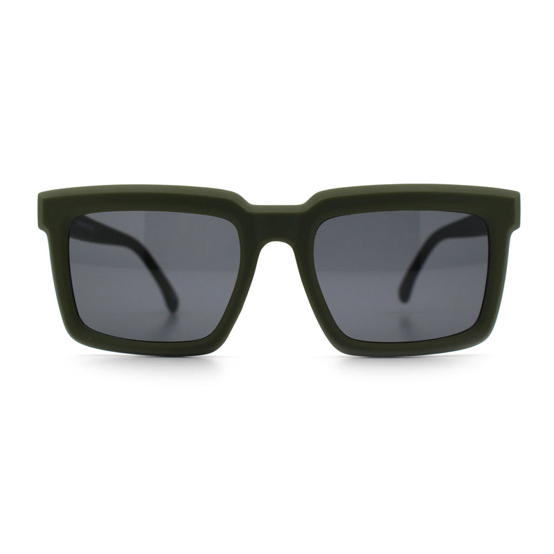 Beveled Thick Plastic Retro Horn Rim Rectangle Sunglasses