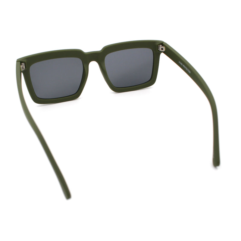 Beveled Thick Plastic Retro Horn Rim Rectangle Sunglasses