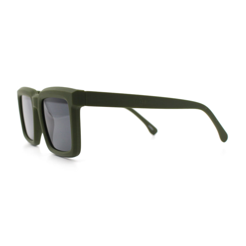 Beveled Thick Plastic Retro Horn Rim Rectangle Sunglasses