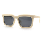 Beveled Thick Plastic Retro Horn Rim Rectangle Sunglasses