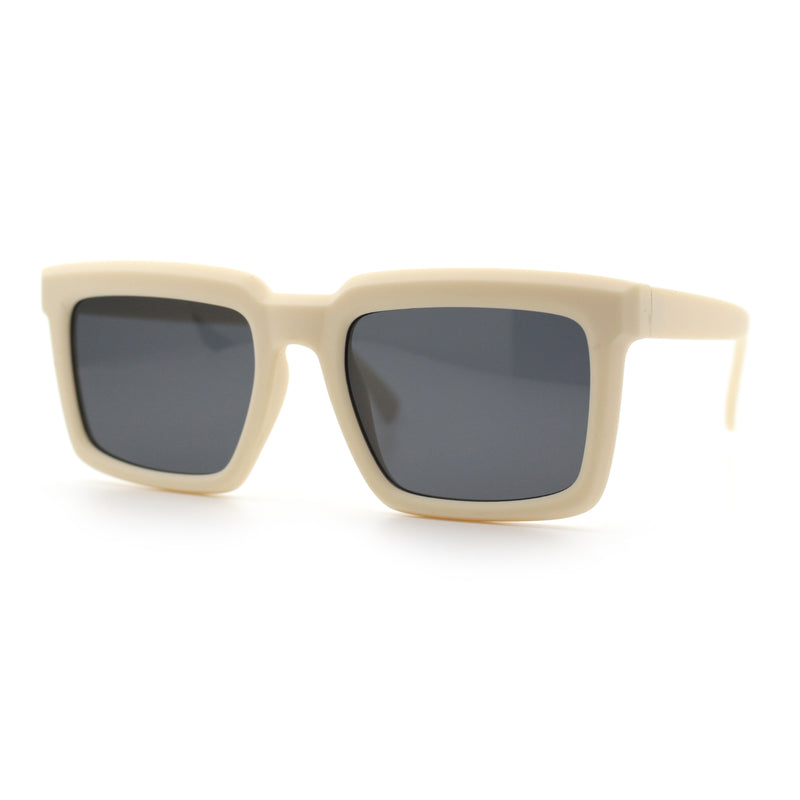 Beveled Thick Plastic Retro Horn Rim Rectangle Sunglasses