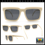 Beveled Thick Plastic Retro Horn Rim Rectangle Sunglasses