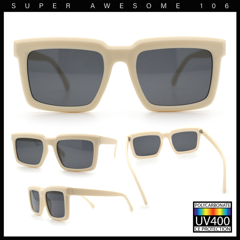 Beveled Thick Plastic Retro Horn Rim Rectangle Sunglasses