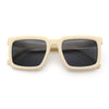 Beveled Thick Plastic Retro Horn Rim Rectangle Sunglasses