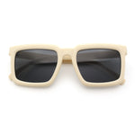 Beveled Thick Plastic Retro Horn Rim Rectangle Sunglasses