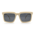 Beveled Thick Plastic Retro Horn Rim Rectangle Sunglasses