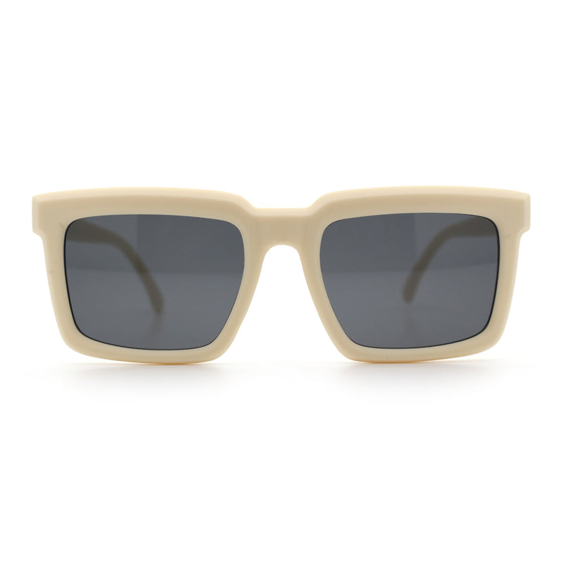 Beveled Thick Plastic Retro Horn Rim Rectangle Sunglasses