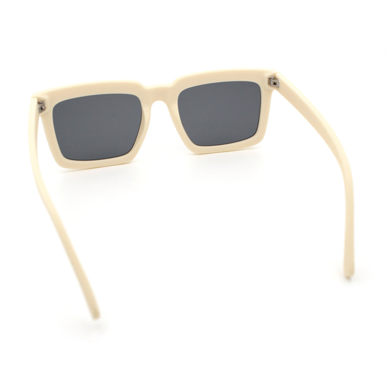 Beveled Thick Plastic Retro Horn Rim Rectangle Sunglasses