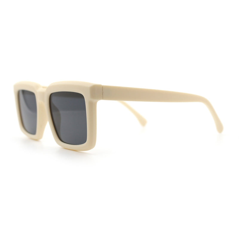 Beveled Thick Plastic Retro Horn Rim Rectangle Sunglasses