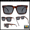 Beveled Thick Plastic Retro Horn Rim Rectangle Sunglasses