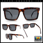 Beveled Thick Plastic Retro Horn Rim Rectangle Sunglasses
