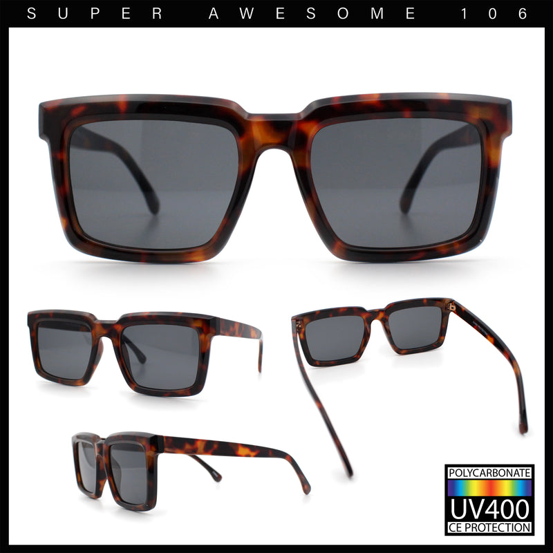 Beveled Thick Plastic Retro Horn Rim Rectangle Sunglasses