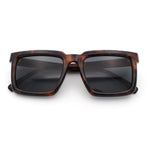 Beveled Thick Plastic Retro Horn Rim Rectangle Sunglasses
