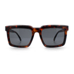 Beveled Thick Plastic Retro Horn Rim Rectangle Sunglasses