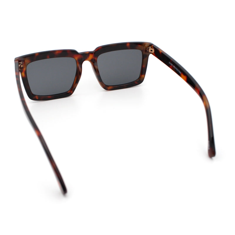 Beveled Thick Plastic Retro Horn Rim Rectangle Sunglasses