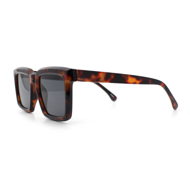 Beveled Thick Plastic Retro Horn Rim Rectangle Sunglasses