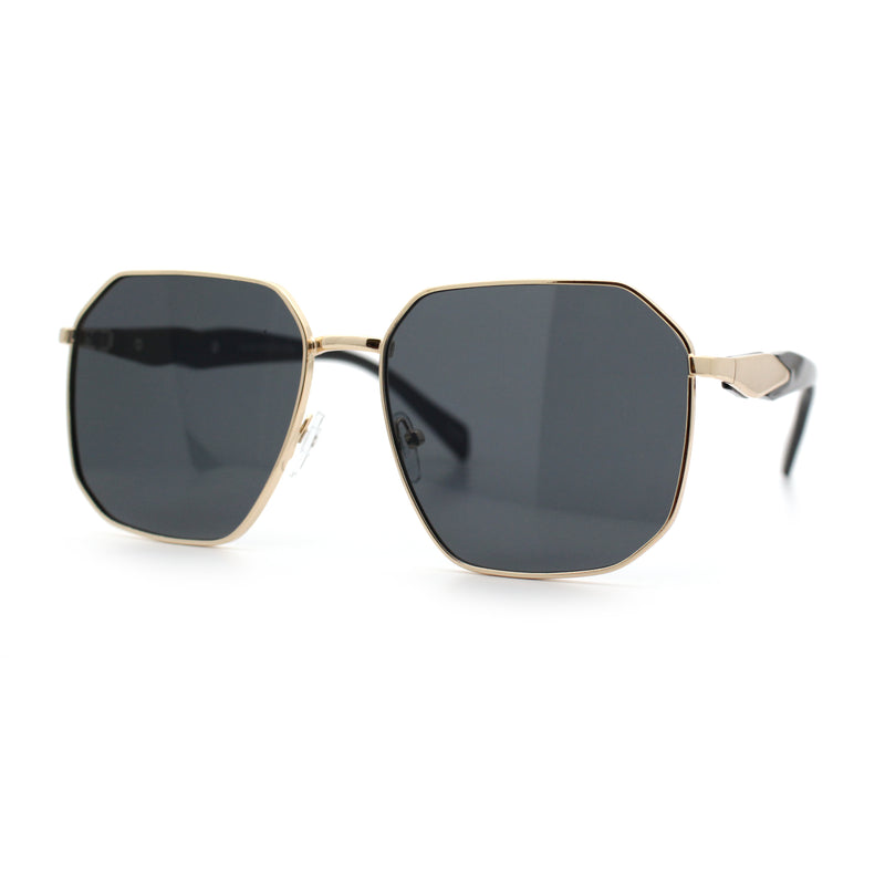 Mens Luxury Geometric Metal Rim Hustler Fashion Rectangle Sunglasses