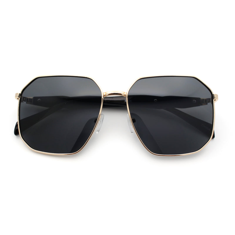 Mens Luxury Geometric Metal Rim Hustler Fashion Rectangle Sunglasses