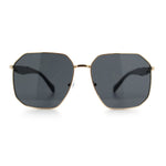 Mens Luxury Geometric Metal Rim Hustler Fashion Rectangle Sunglasses