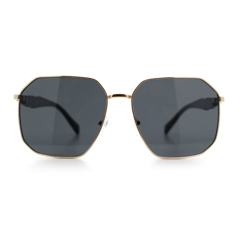 Mens Luxury Geometric Metal Rim Hustler Fashion Rectangle Sunglasses