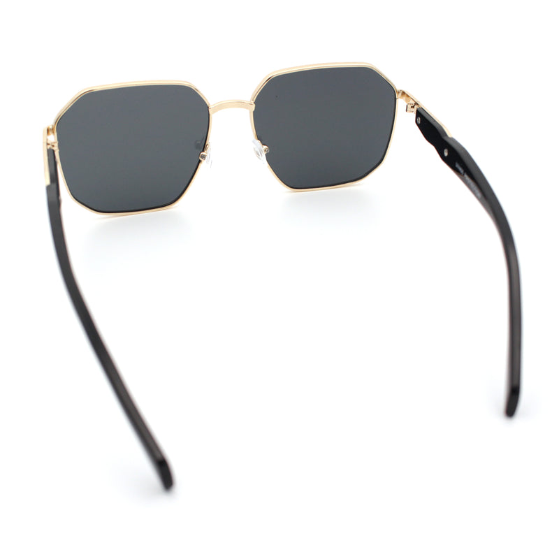 Mens Luxury Geometric Metal Rim Hustler Fashion Rectangle Sunglasses