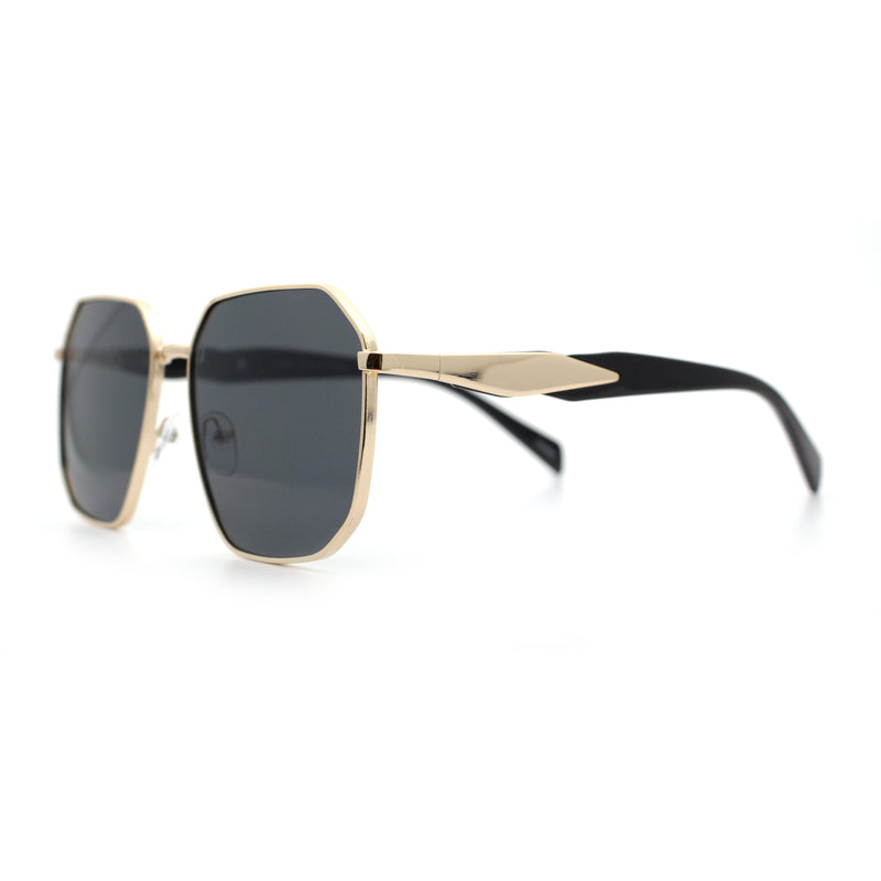 Mens Luxury Geometric Metal Rim Hustler Fashion Rectangle Sunglasses