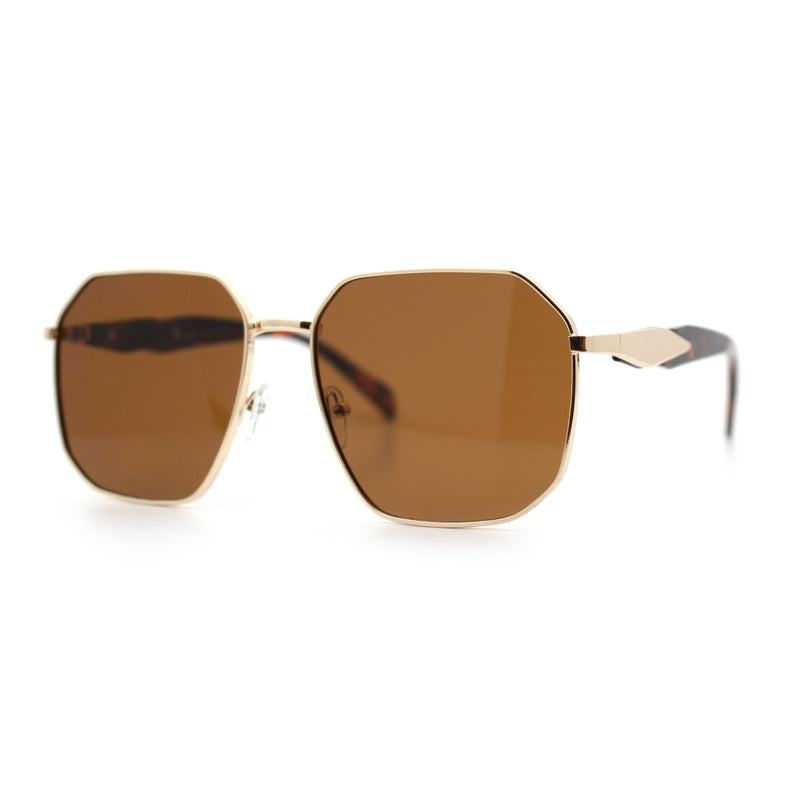 Mens Luxury Geometric Metal Rim Hustler Fashion Rectangle Sunglasses