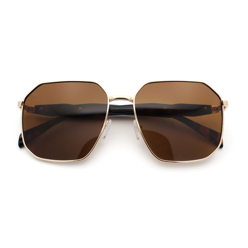 Mens Luxury Geometric Metal Rim Hustler Fashion Rectangle Sunglasses