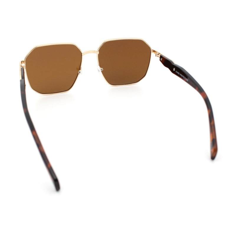 Mens Luxury Geometric Metal Rim Hustler Fashion Rectangle Sunglasses