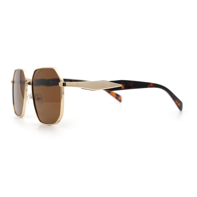 Mens Luxury Geometric Metal Rim Hustler Fashion Rectangle Sunglasses