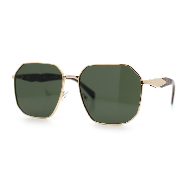 Mens Luxury Geometric Metal Rim Hustler Fashion Rectangle Sunglasses