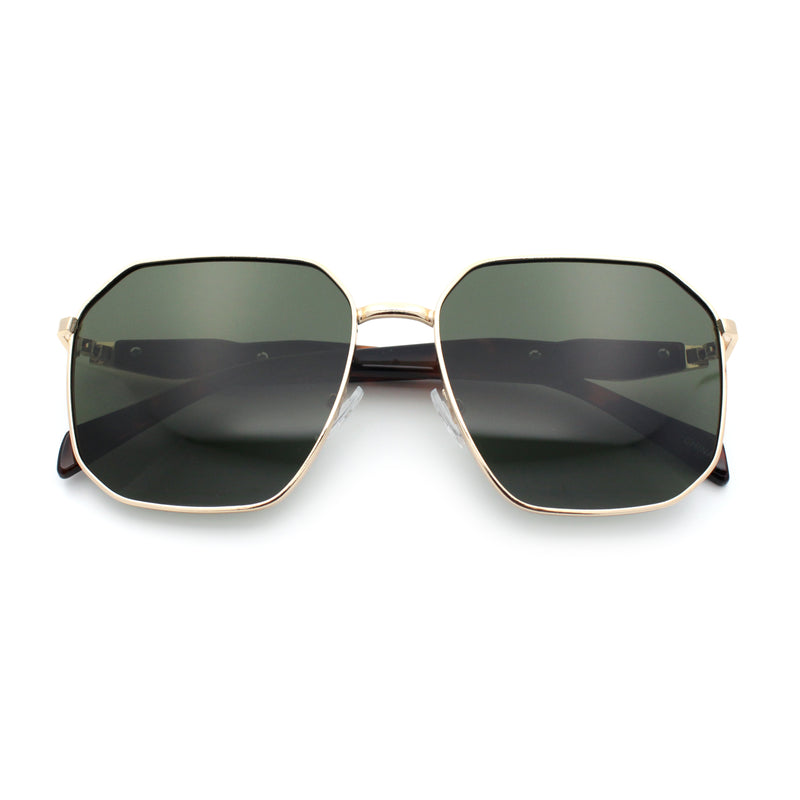 Mens Luxury Geometric Metal Rim Hustler Fashion Rectangle Sunglasses
