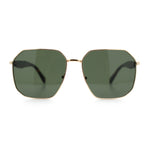 Mens Luxury Geometric Metal Rim Hustler Fashion Rectangle Sunglasses