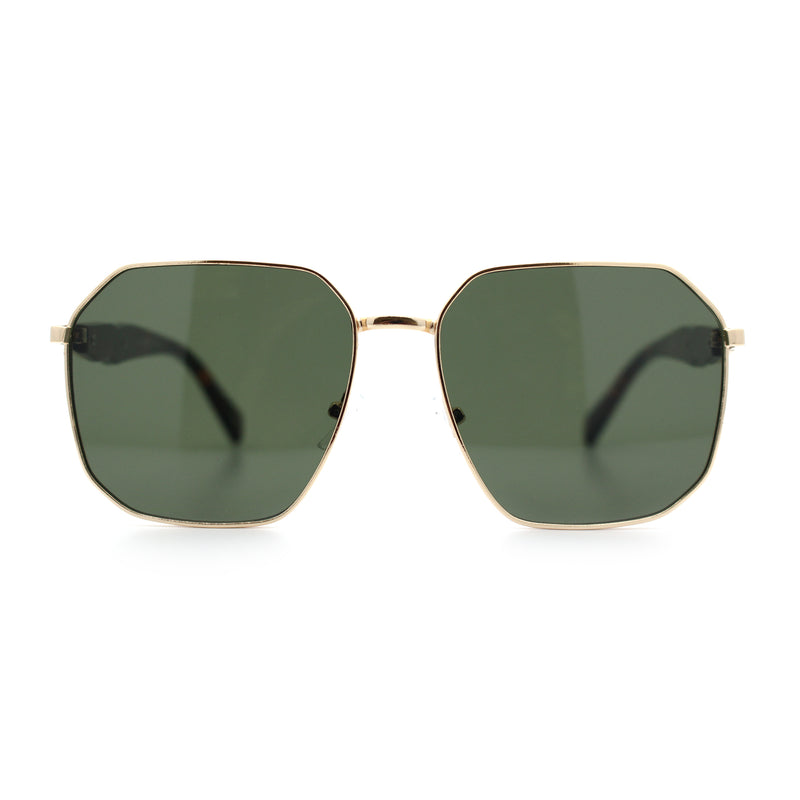 Mens Luxury Geometric Metal Rim Hustler Fashion Rectangle Sunglasses