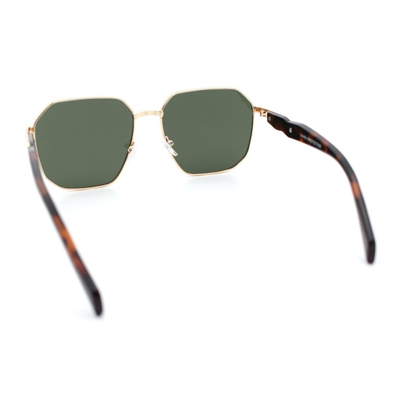 Mens Luxury Geometric Metal Rim Hustler Fashion Rectangle Sunglasses