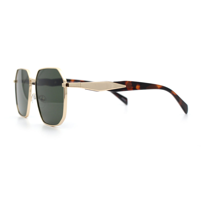 Mens Luxury Geometric Metal Rim Hustler Fashion Rectangle Sunglasses
