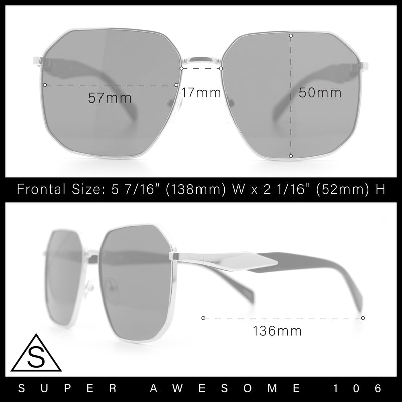 Mens Luxury Geometric Metal Rim Hustler Fashion Rectangle Sunglasses