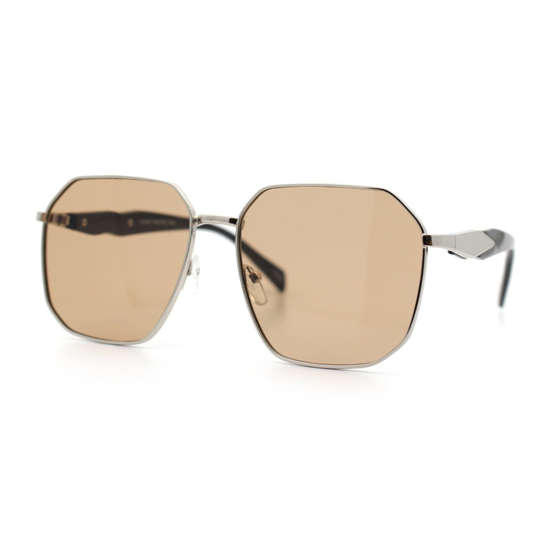 Mens Luxury Geometric Metal Rim Hustler Fashion Rectangle Sunglasses