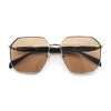 Mens Luxury Geometric Metal Rim Hustler Fashion Rectangle Sunglasses