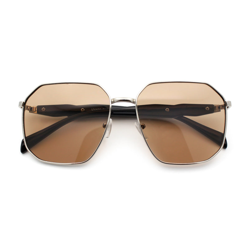 Mens Luxury Geometric Metal Rim Hustler Fashion Rectangle Sunglasses