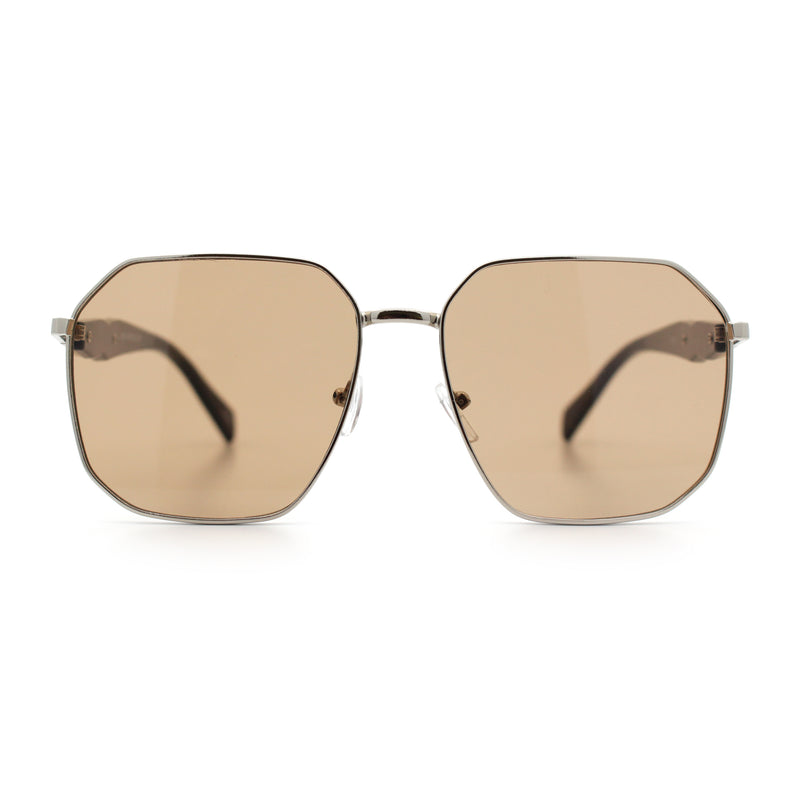 Mens Luxury Geometric Metal Rim Hustler Fashion Rectangle Sunglasses