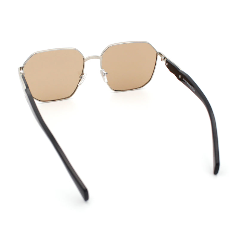 Mens Luxury Geometric Metal Rim Hustler Fashion Rectangle Sunglasses