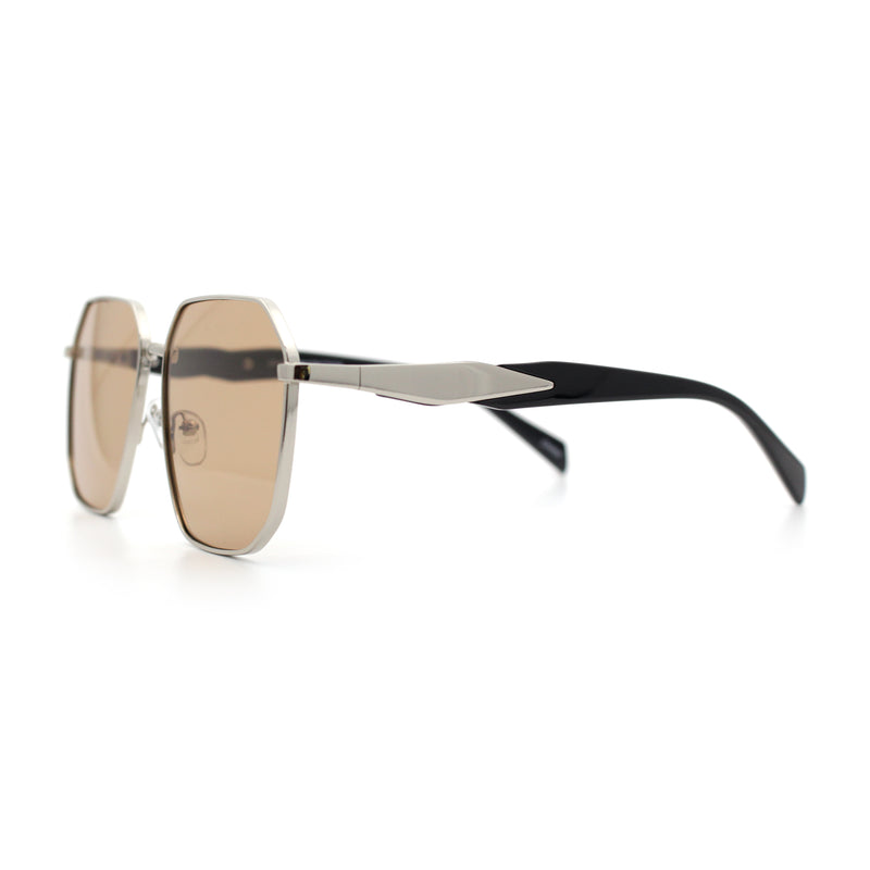 Mens Luxury Geometric Metal Rim Hustler Fashion Rectangle Sunglasses